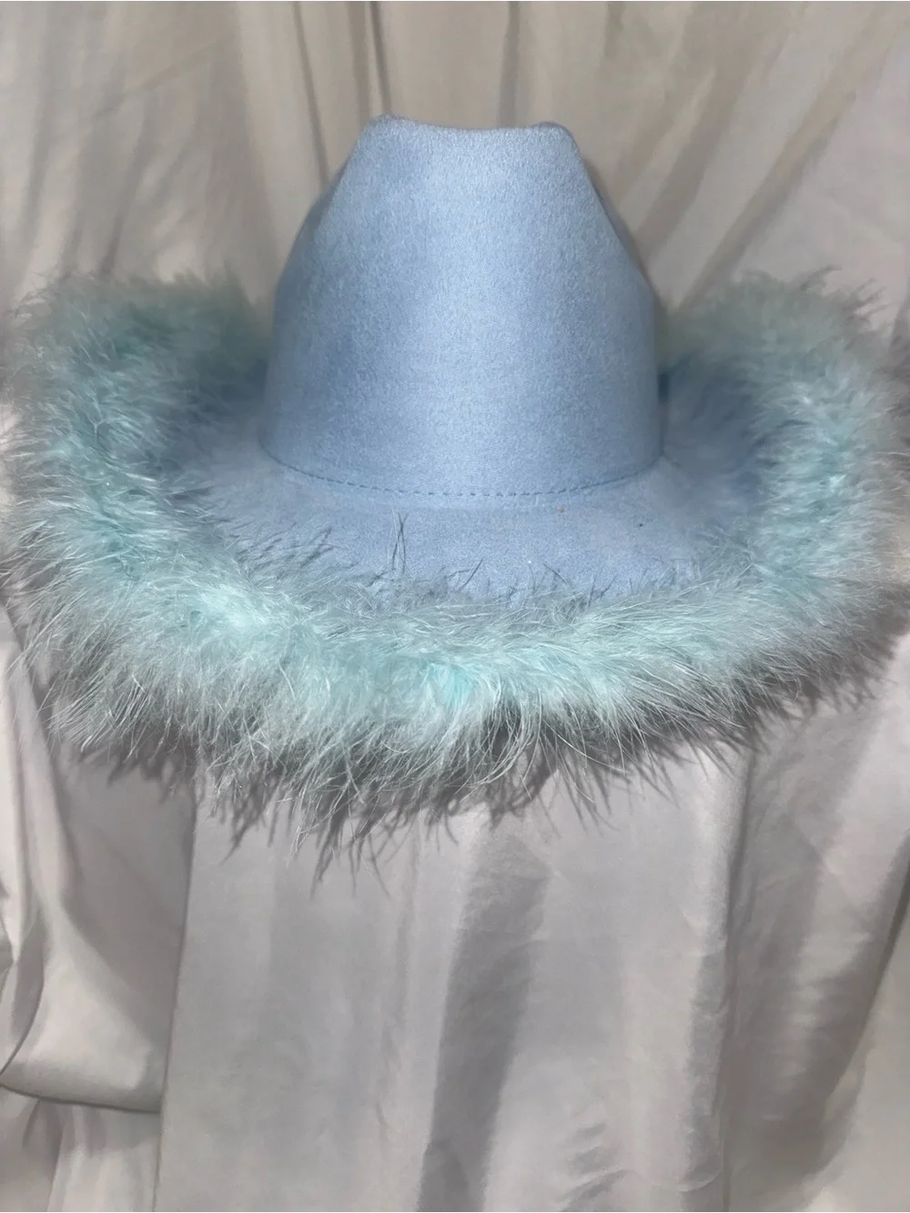 Blue Faux-Fur Trim Women's Hat